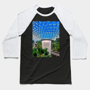 Roof waterfall and sky train track in Changi airport V Baseball T-Shirt